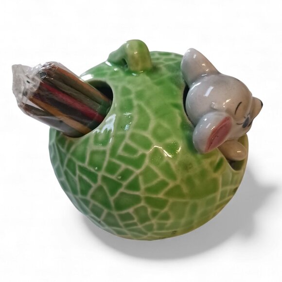 RARE! Vintage MCM Mouse Cabbage Toothpick Holder + Original Japan Tooth Picks - Picture 2 of 10